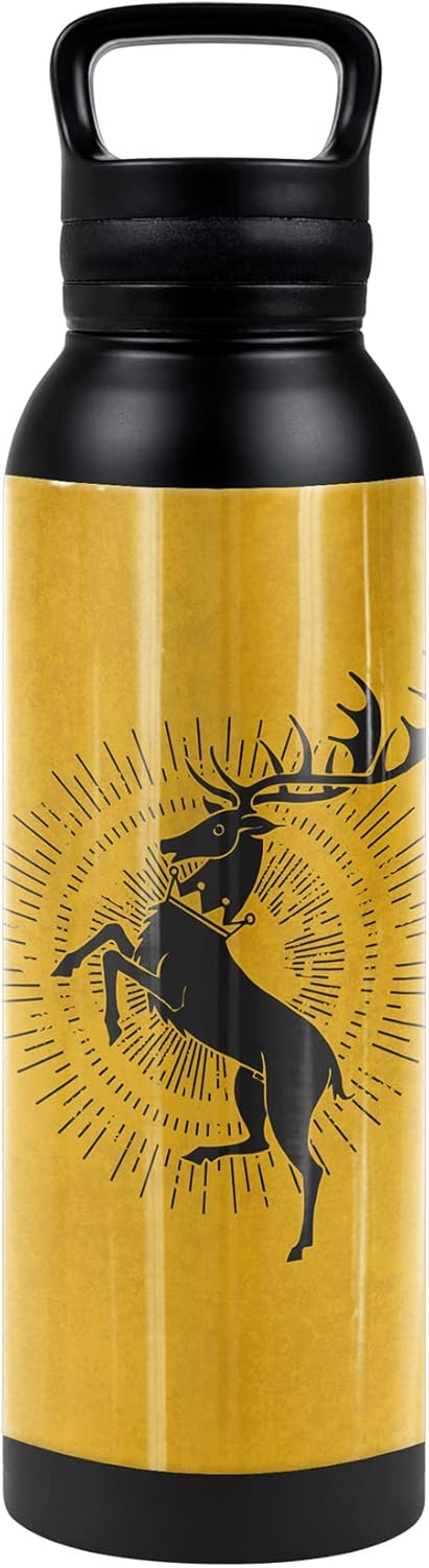 Game of Thrones OFFICIAL Targaryen Sigil 24 oz Insulated Canteen Water Bottle, Leak Resistant, Vacuum Insulated Stainless Steel with Loop Cap, Black