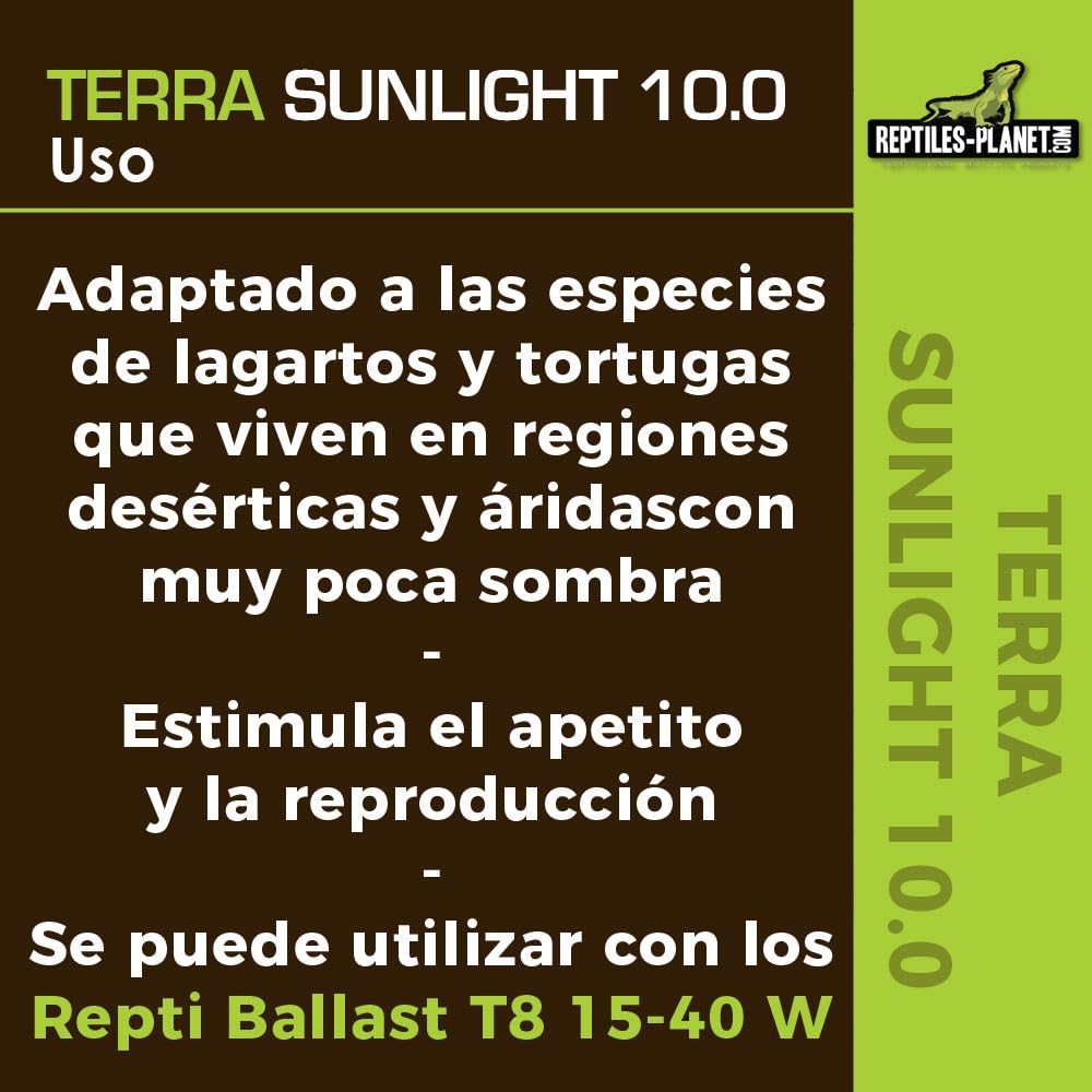 Reptiles-Planet Tubo Fluorescente de Luz Solar T8 10.0 Terra, 30W, 90cm Longitud