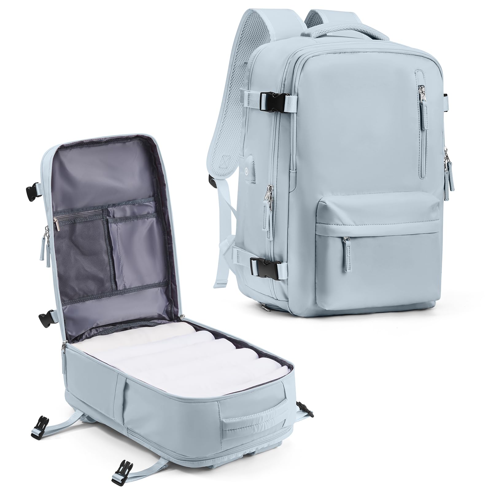 BJLFS Borse da Cabina per Ryanair 40×20×25 Zaino da Viaggio con Sottovuoto Bagaglio a Mano Easyjet 45×36×20,Zaino con sistema di compressione,Zaino Casual per laptop da 14 pollici per scuola
