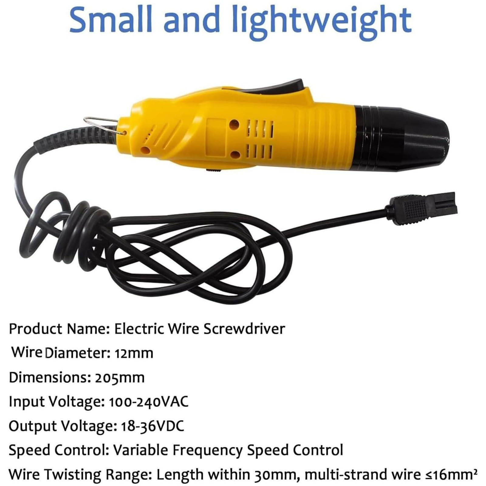 Ręczne narzędzie do skręcania kabli, elektryczna skręcarka do drutu, długość ≤ 30 mm, bezstopniowa regulacja prędkości, przód/tył, automatyczna zwijarka kabli dla elektryków