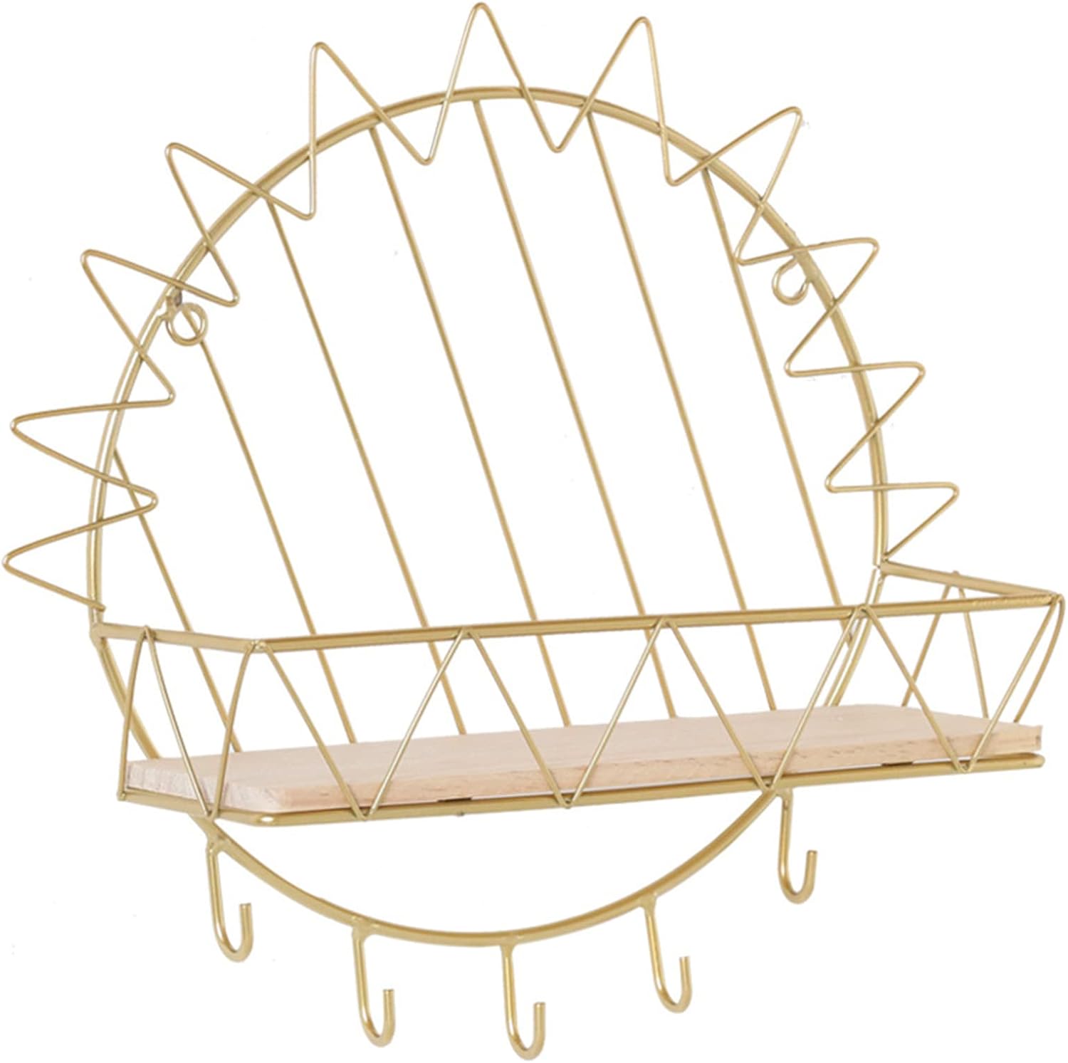 Room Decor, Wall Rack with Hook for Home Decoration, Gold (Round)