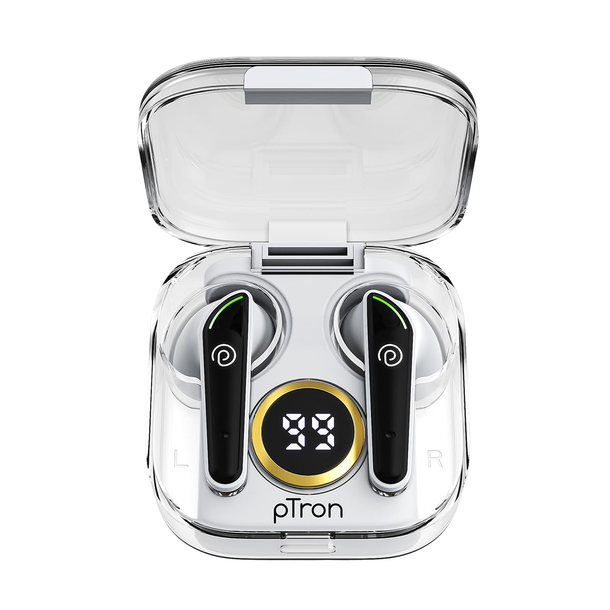 pTron Bassbuds Nyx in-Ear TWS Earbuds, Immersive Audio, Bluetooth 5.1 Wireless Headphones, HD Mic, 50ms Movie Mode, Digital Case, Type-C Fast Charging & IPX4 Water Resistant (Pearl White/Black) (B0CP643T7Q) Amazon Price History, Amazon Price Tracker