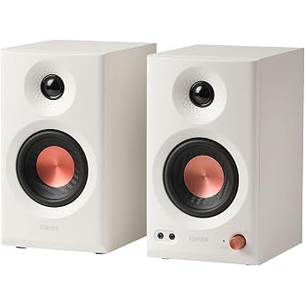 Edifier MR3 Compact Studio Speaker 2.0, Hi-Res Audio, Bluetooth V5.4, Physical Controls, RCA, AUX, Mobile App, 2 x 18W, White