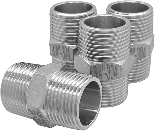 Hooshing 4 piezas de pezón hexagonal 34 "macho NPT acero inoxidable 304 accesorios de tubería roscada para kit de preparación tubería casera