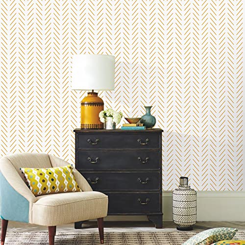 Erfoni Gold And White Peel And Stick Wallpaper Modern Geometric Contact Paper For Bathroom 17.7Inch X 196.8Inch Herringbone Removable Wall Paper Peel And Stick Line Self Adhesive Contact Paper #TOP4