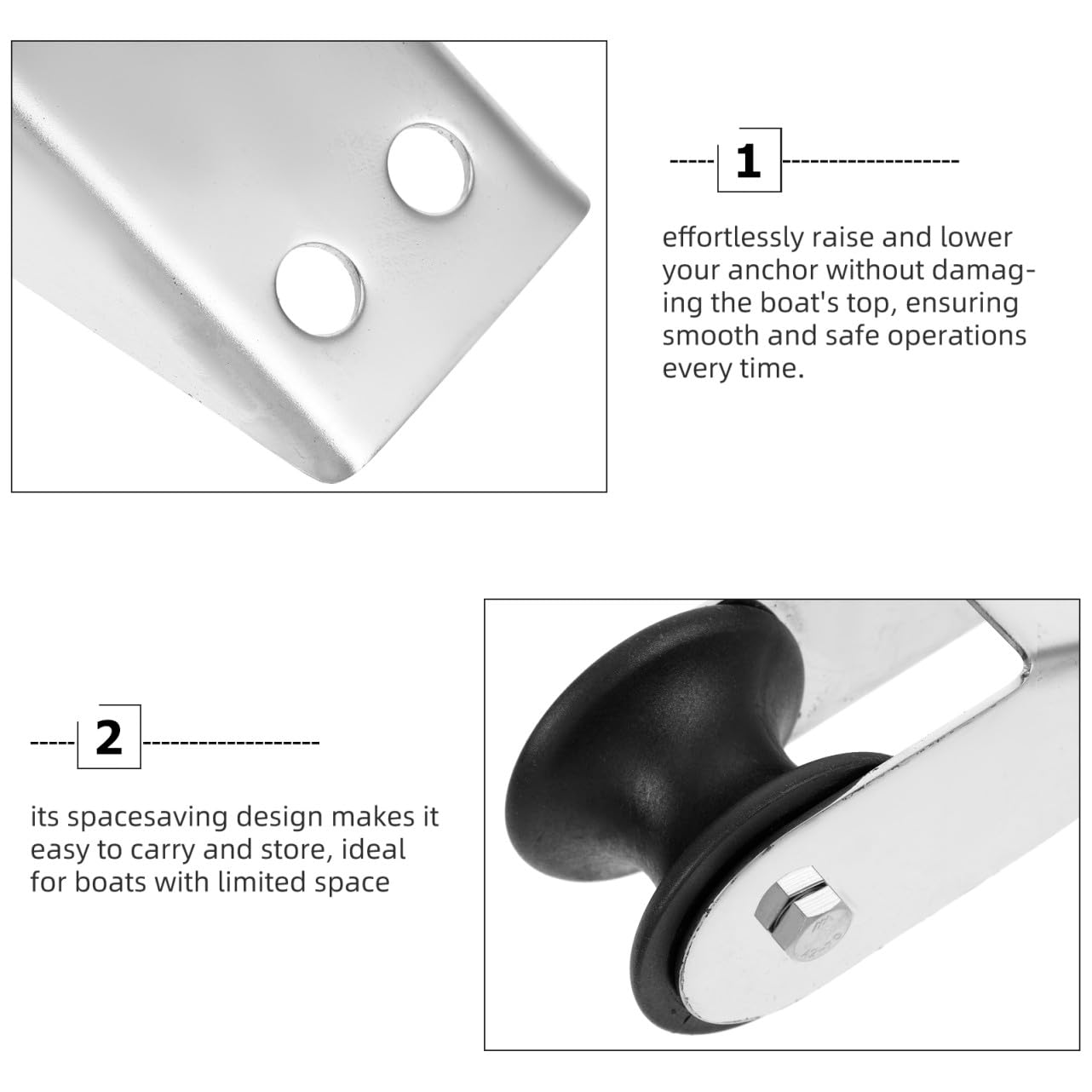 MAGICLULU Rouleau D’Ancre D’étrave en Acier Inoxydable, Support de Levage Rouleau en Caoutchouc, Accessoire Fixe pour Ancre de Bateau, Solide et Compact, Usage Plaisance et Pêche