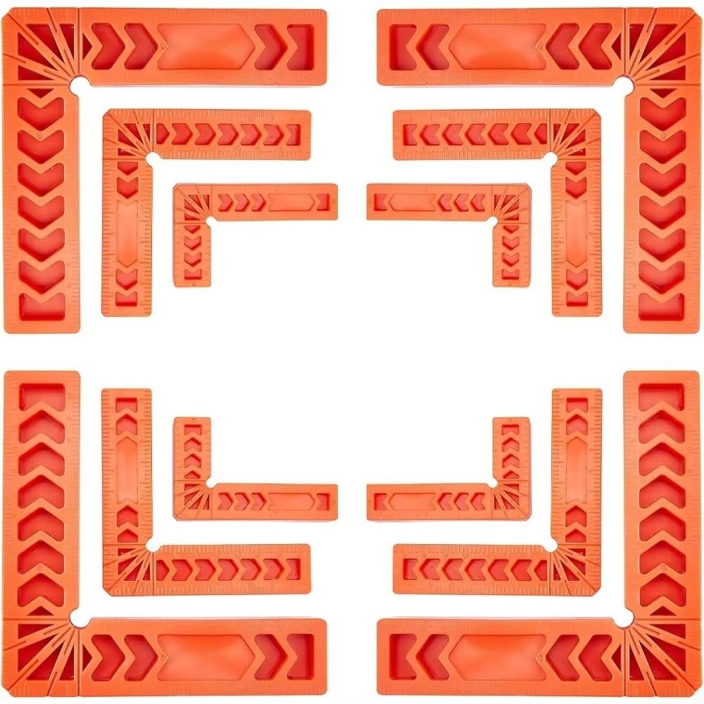 Lot de 12 outils de positionnement à angle droit à 90 degrés – Règle carrée en plastique ABS pour le travail du bois – Marquage multi-angles 45 22,5 degrés – Gabarit compatible avec les pinces – Rouge