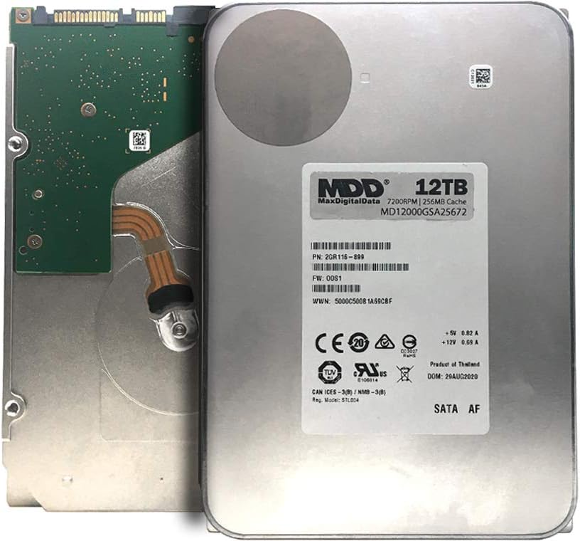 MaxDigitalData (MD12000GSA25672) 12TB 7200RPM SATA 6Gb/s 256MB Cache 3.5-inch Internal Desktop Hard Drive (Renewed)