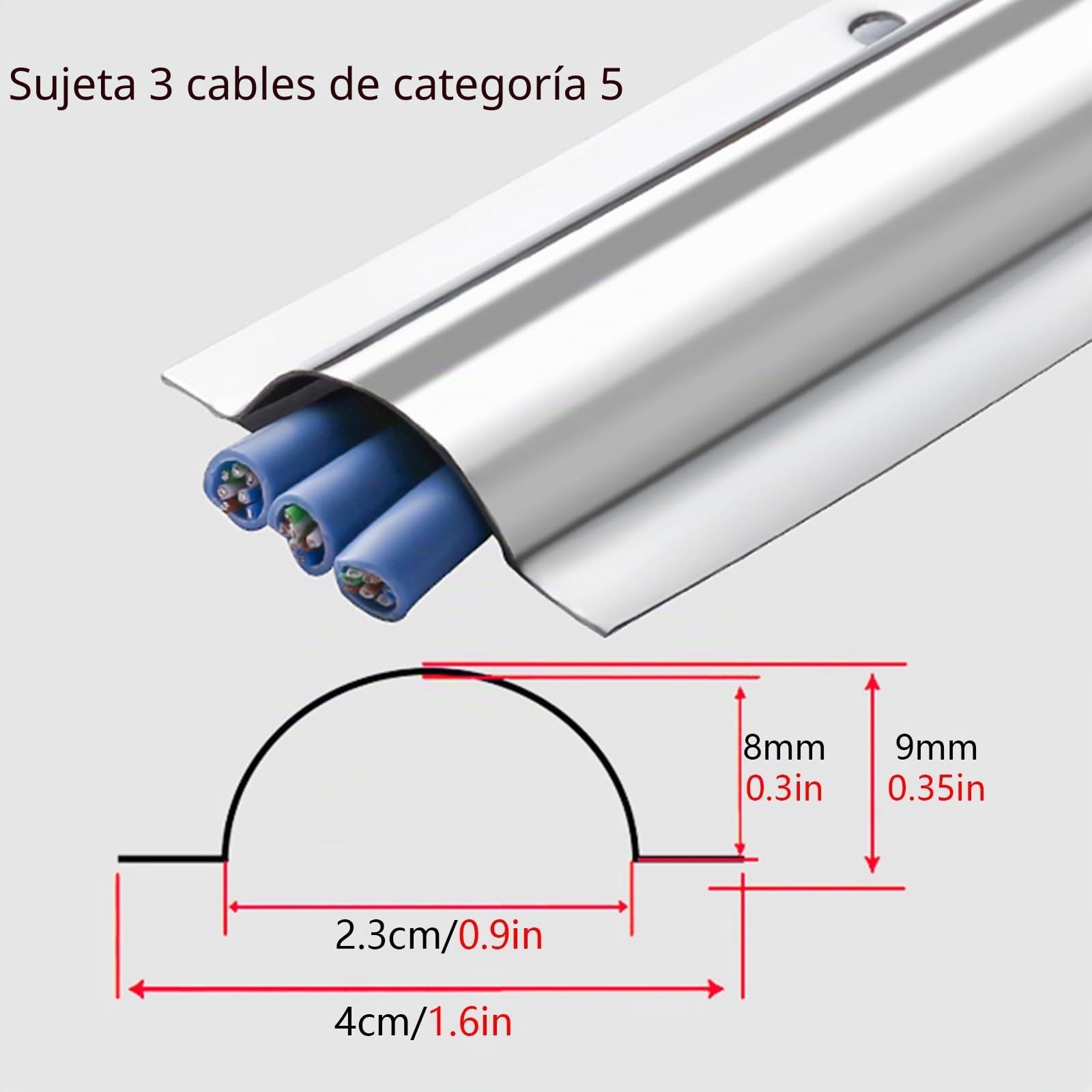 Canaleta Cubiertas De Cable De Acero Inoxidable, Canales Para Ocultar Cables Pared Suelo Kit De Gestión De Cables Para Línea Telefónica De Alimentación Interior Exterior Protector De Cable ( Color : S