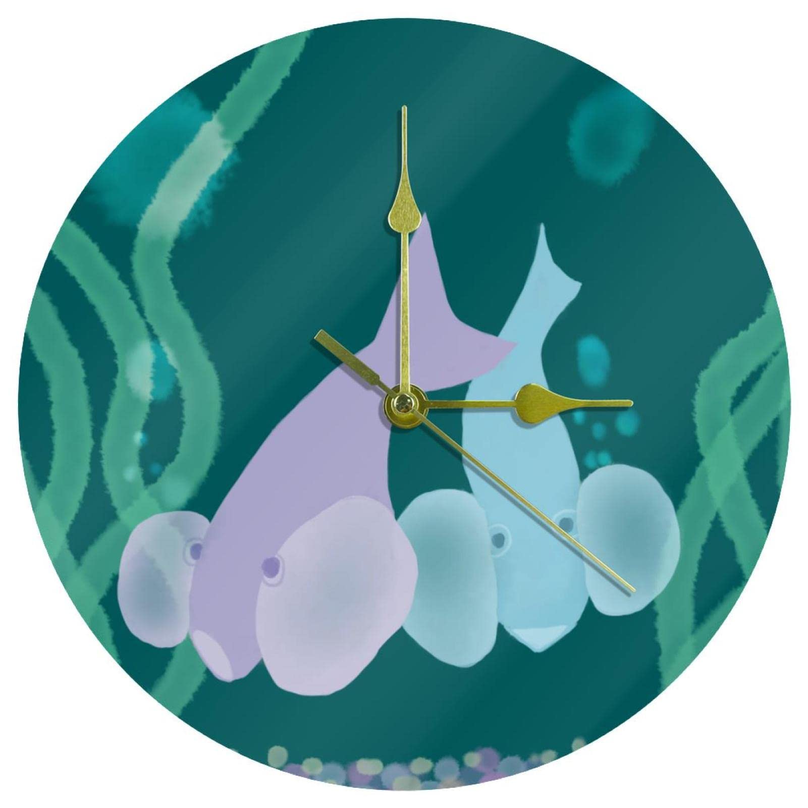 Horloge murale sans tic-tac poisson acrylique silencieuse pour retrouver le sommeil