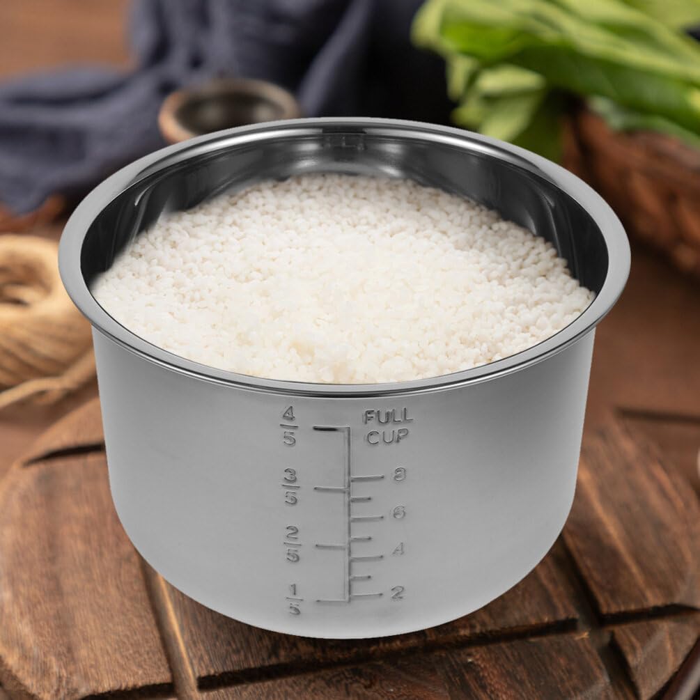 ABOOFAN Stainless Steel Rice Cooker Inner Pot Replacement 5L Thickened Cooking Pot with Measurement Scale Multi-Use Rice Cooker Liner for Electric Cookers and Kitchen Accessories
