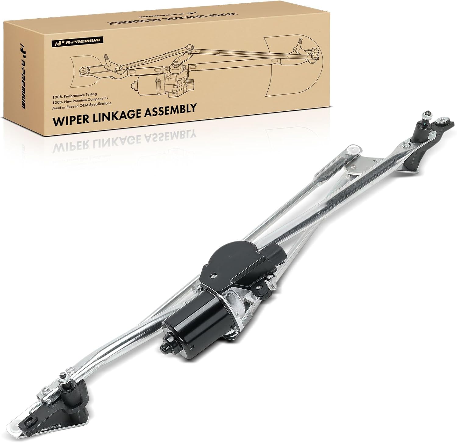 A-Premium Front Windshield Wiper Motor and Linkage Assembly Compatible with Chevrolet Silverado 1500 2500 HD 3500, Tahoe, Suburban, Avalanche & GMC Sierra, Yukon XL & Cadillac Escalade EXT 2-PC Set