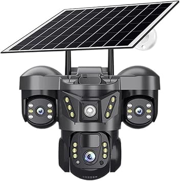 15MP 10X Zoom Triple Lens 4G Solar Camera Outdoor Triple Screen CCTV PIR Motion Detection Security Surveillance V380 Pro Camera4G CAM 128G Card