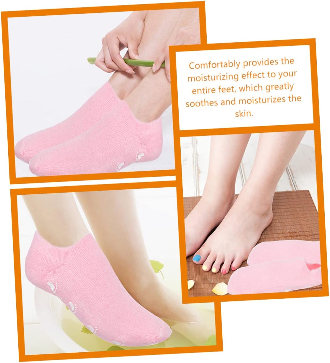 3pairs Moisturizing Gel Socks for Dried Feet Care Softening Spa Socks for Cracked Heels for Nighttime Foot Treatment and