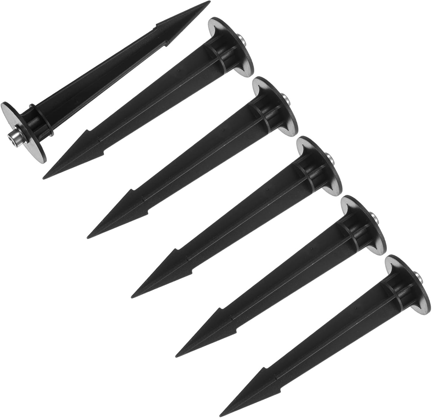M METERXITY 6-Pack Plastic Flood Light Ground Stake, 1.3" Diameter x 4.3" Height Outdoor Light Stakes Replacement for Landscape/Garden/Yard/Lawn/Pathway [Black]