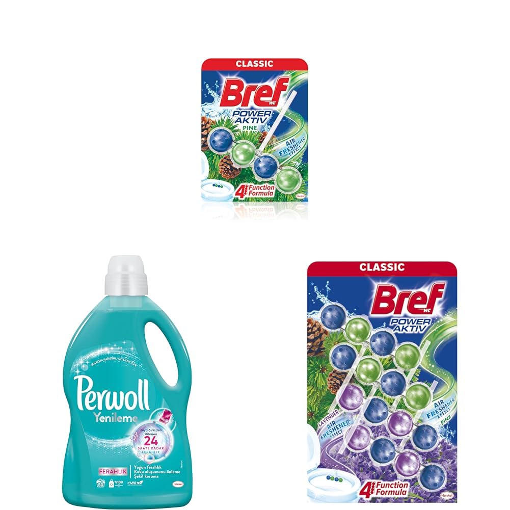 Bref WC Power Aktiv Çam Klozet + Perwoll Hassas Sıvı Çamaşır Deterjanı + Bref Power Active Çam ve Lavanta Kokulu