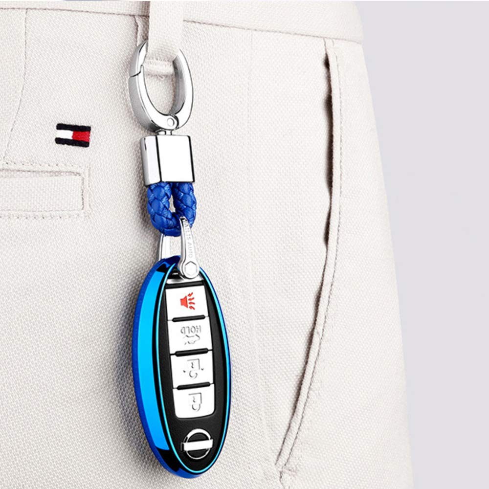 ATOBABI Portachiavi in pelle per auto Portachiavi per Nissan Juke Cube NP300 Tiida Micra Nota NV200 Sentra Sunny Telecomando Fobs Cover  34