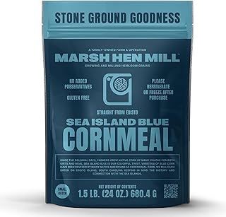 Marsh Hen Mill Sea Island Blue Cornmeal | Corn with Floral Aroma | Perfect Stone Ground Cornmeal for Corn Bread | Traditional Blue Corn Flour | 100% Natural & Gluten Free, 24 oz (Pack of 1)
