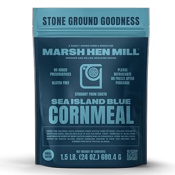 Marsh Hen Mill Sea Island Blue Cornmeal | Corn with Floral Aroma | Perfect Stone Ground Cornmeal for Corn Bread | Traditional Blue Corn Flour | 100% Natural & Gluten Free, 24 oz Pack of 1