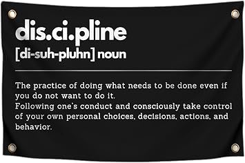 3x5 Feet Discipline Motivational Gym Polyester Flags with 4 Grommets - Inspire Your Workout with this Single Sided Banner - Perfect Fitness Wall Decor for Gym - Stay Motivated with Cool Motivation Art