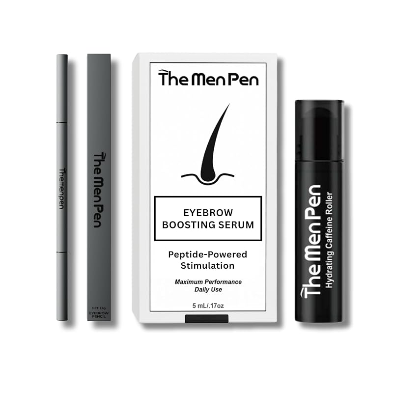 Kit The Men Pen com sérum para sobrancelhas, sérum para olhos e roller de cafeína — Preto