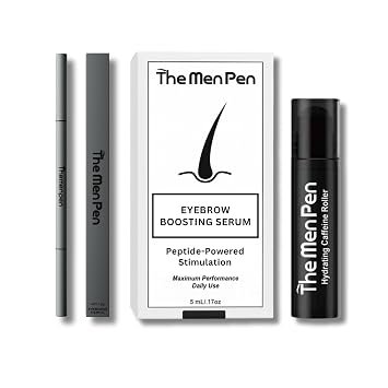 The Men Pen Eyebrow Boosting + Caffeine Kit | Eyebrow, Beard and Hair Filler | Waterproof, Long Lasting, Sweat Proof - Black