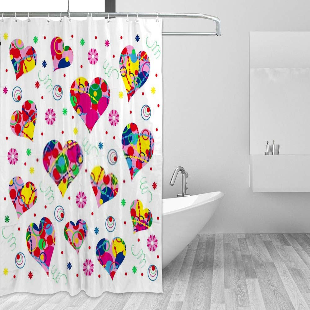 Rideau de douche imperméable en polyester résistant avec motif abstrait romantique