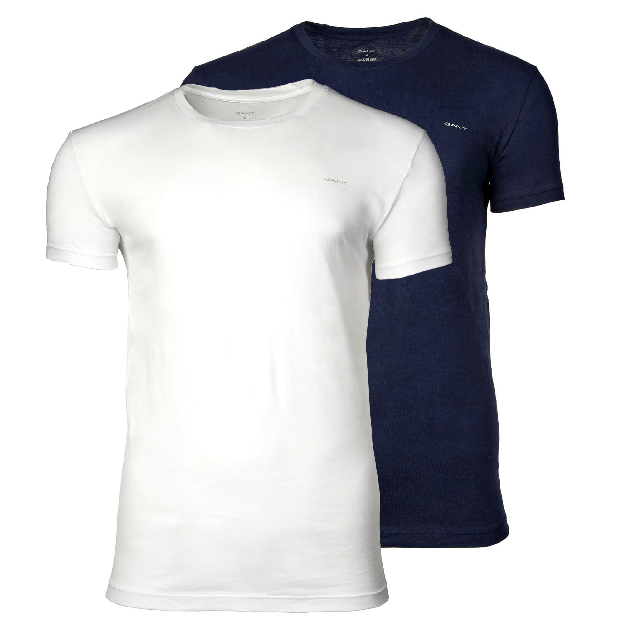Gant Men's Navy 2-Pack Crew Neck T-Shirts - 109 /White - Size 38