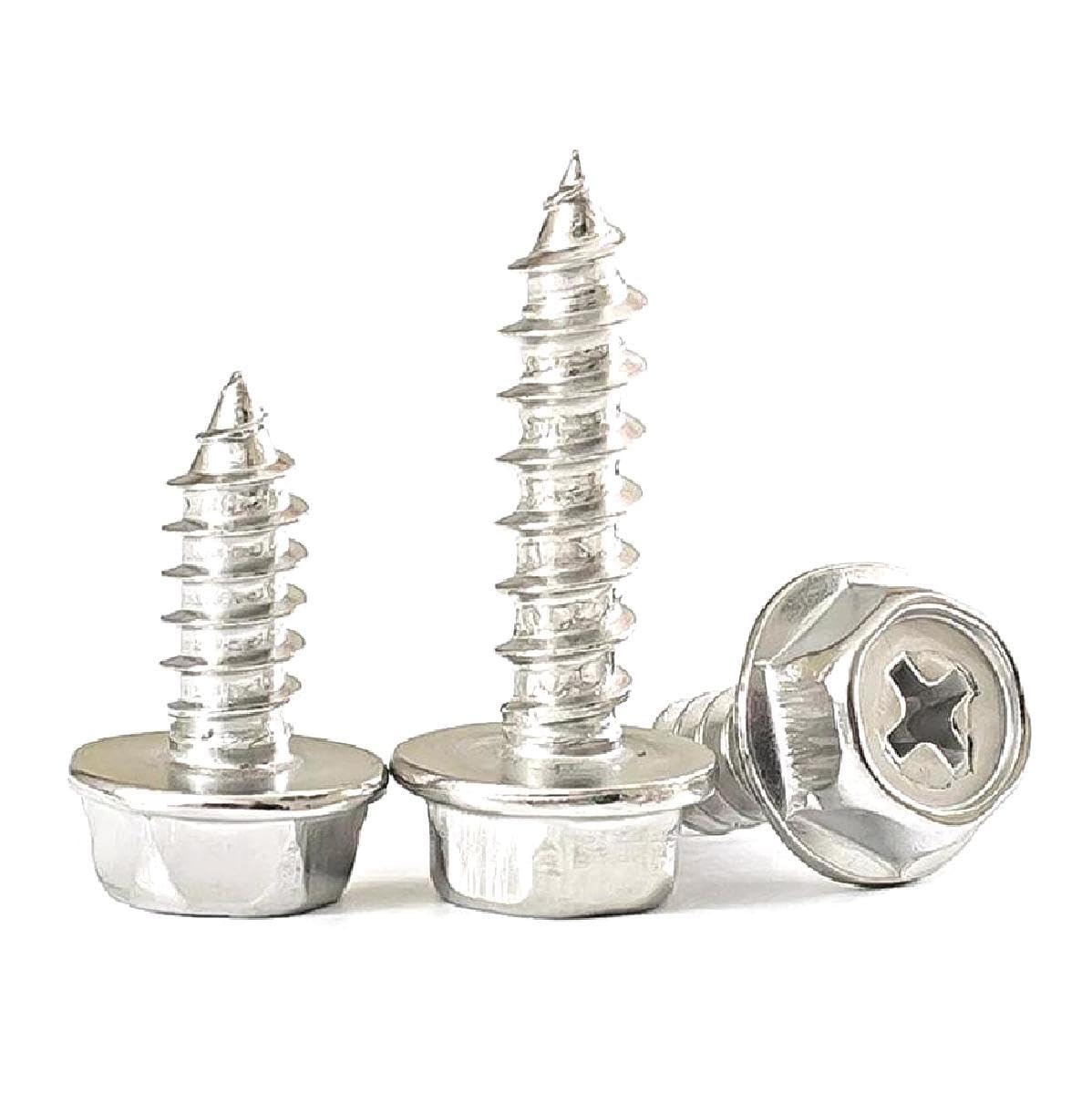 bulloni a flangia con dentatura esagonale, viti di M3 M4 M5 M6 Phillips Flangia Esterna Esagonale Autofilettante con Rondella Viti a Esagonale a Croce in Acciaio Inossidabile 304 20 Pz(M6x25mm)