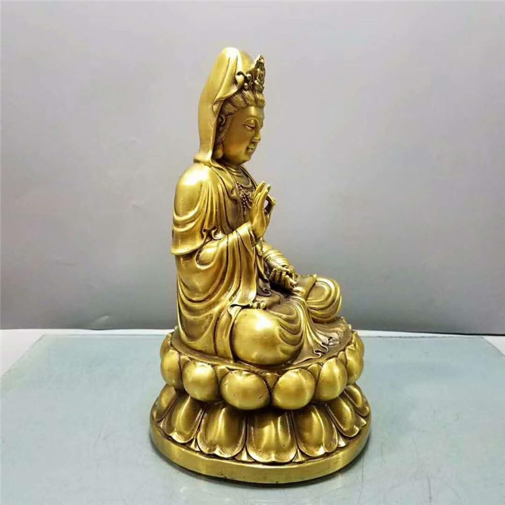 Posąg Buddy do wnętrz mosiężny lotos siedzący Guanyin Bodhisattwa Ornament Feng Shui Dekoracja Dom Rzemiosło Dekoracja Meble Medytująca Statua Buddy Rzeźba (S)