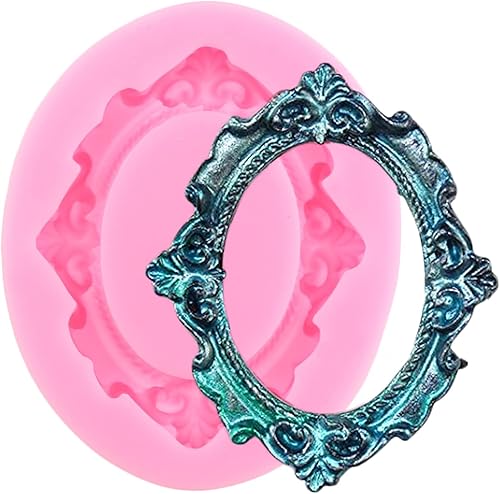 Miniatura 7 de ZiXiang Marcos de fotos de silicona estilo barroco Curlicues Scroll Lace Photo Frame Molds Fondant Moldes para decoración de tartas, decoración de