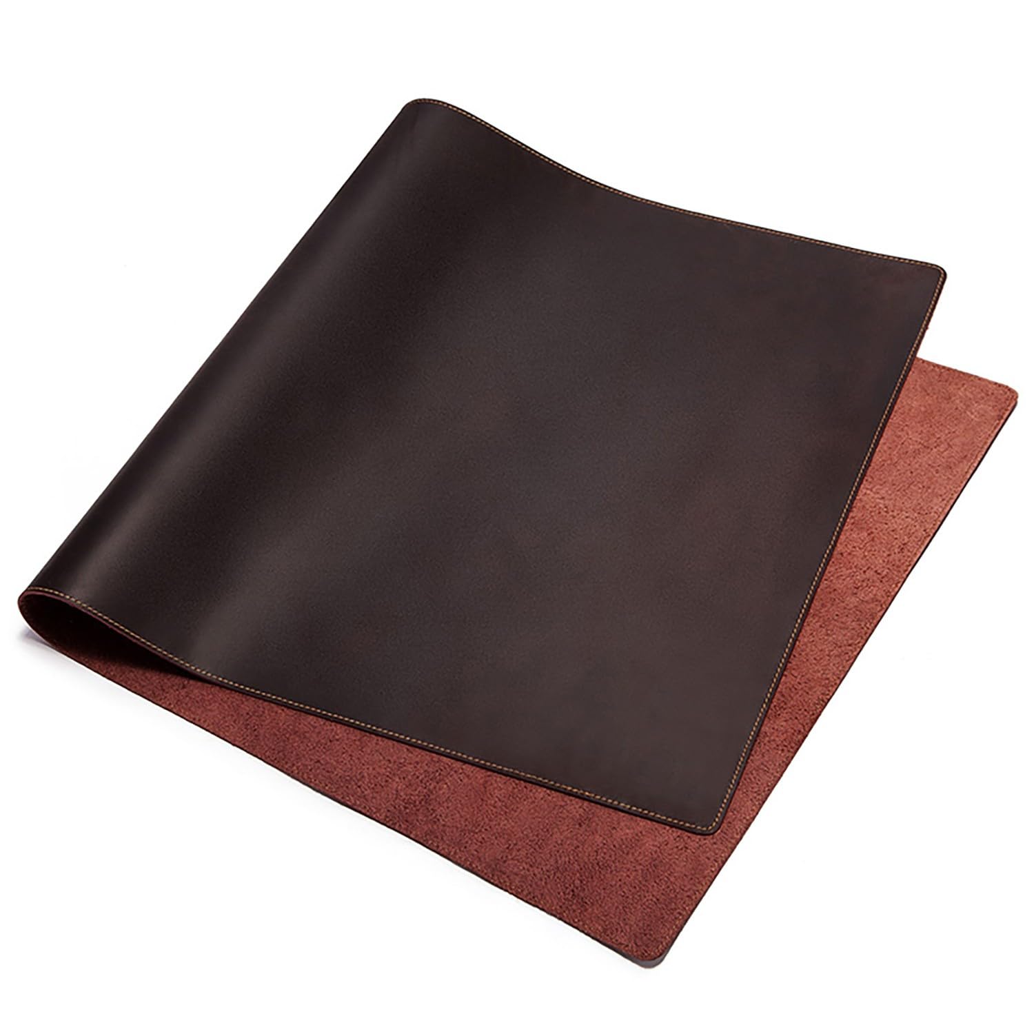 Schreibtischunterlage aus Echtleder für Desktop und Laptop Rutschfeste, dicke Tastaturunterlage Schreib- und Mauspad fürs Homeoffice(Coffee,100x50cm)