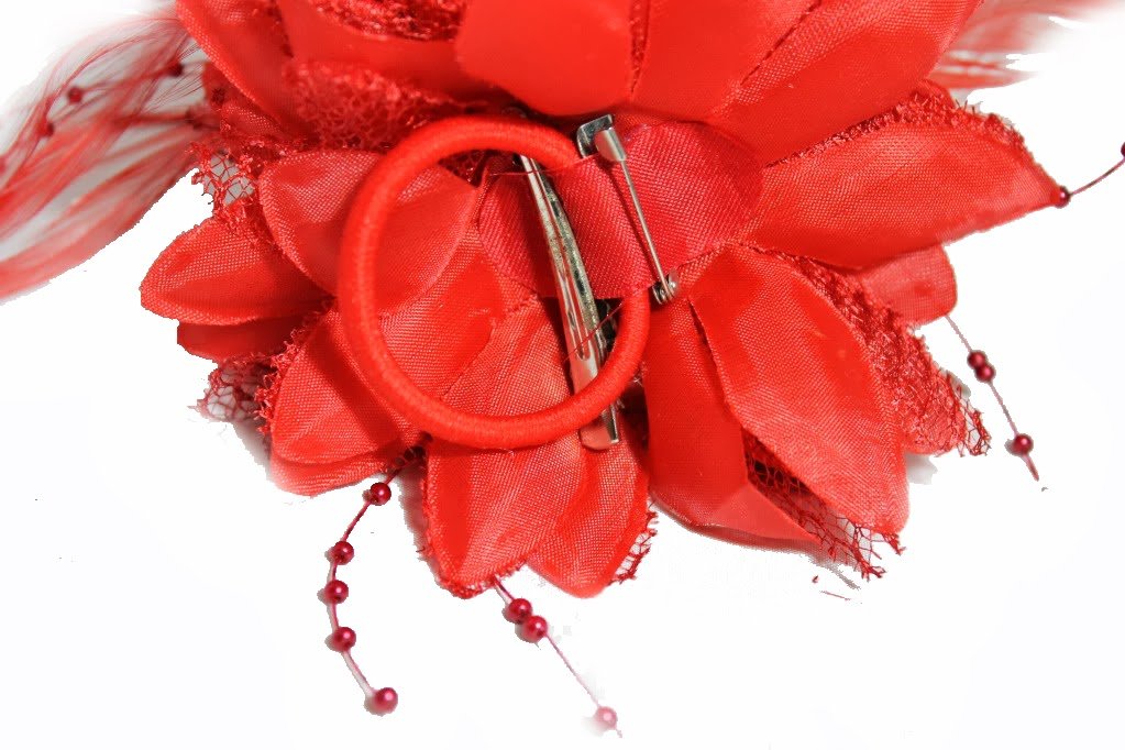 Fascinator Floreale Con Piume Blu E Fucsia - Accessorio Capelli O Spilla Fatto A Mano