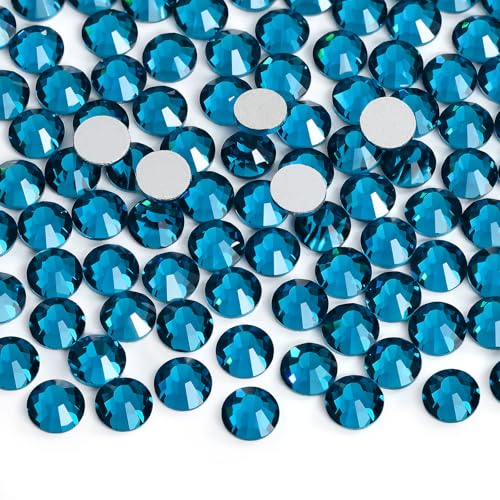 Image of Jollin Crystal Flatback Rhinestones Gems for Crafts 1.4mm SS3, Blue Zircon | Glue Fix, 2880pcs Glass Rhinestones for Bedazzling, Clothes, Tumblers, Nail Art, Shoes, Bags, Caps & Accessories Decoration