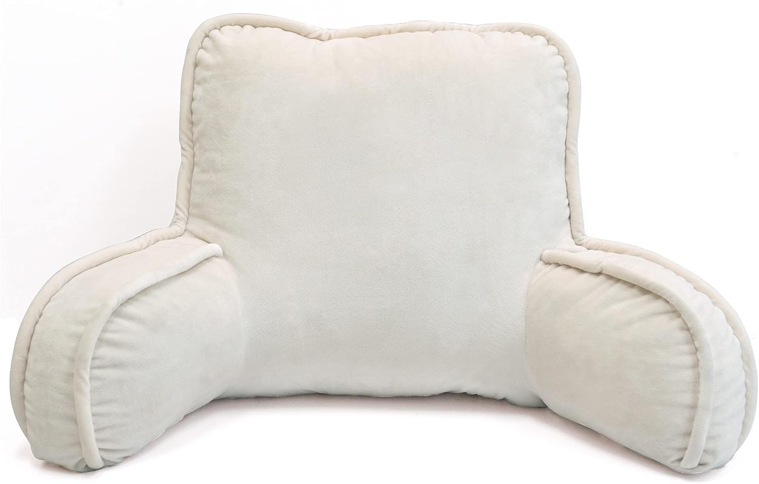 DIY Assembly Super Soft Velvety Backrest Reading Bed Rest Pillow with Arms & Pockets, 18" H for Sitting in Bed Couch Sofa, Back Support Cushion with Removable Cover, 20"x18"x17", Ivory