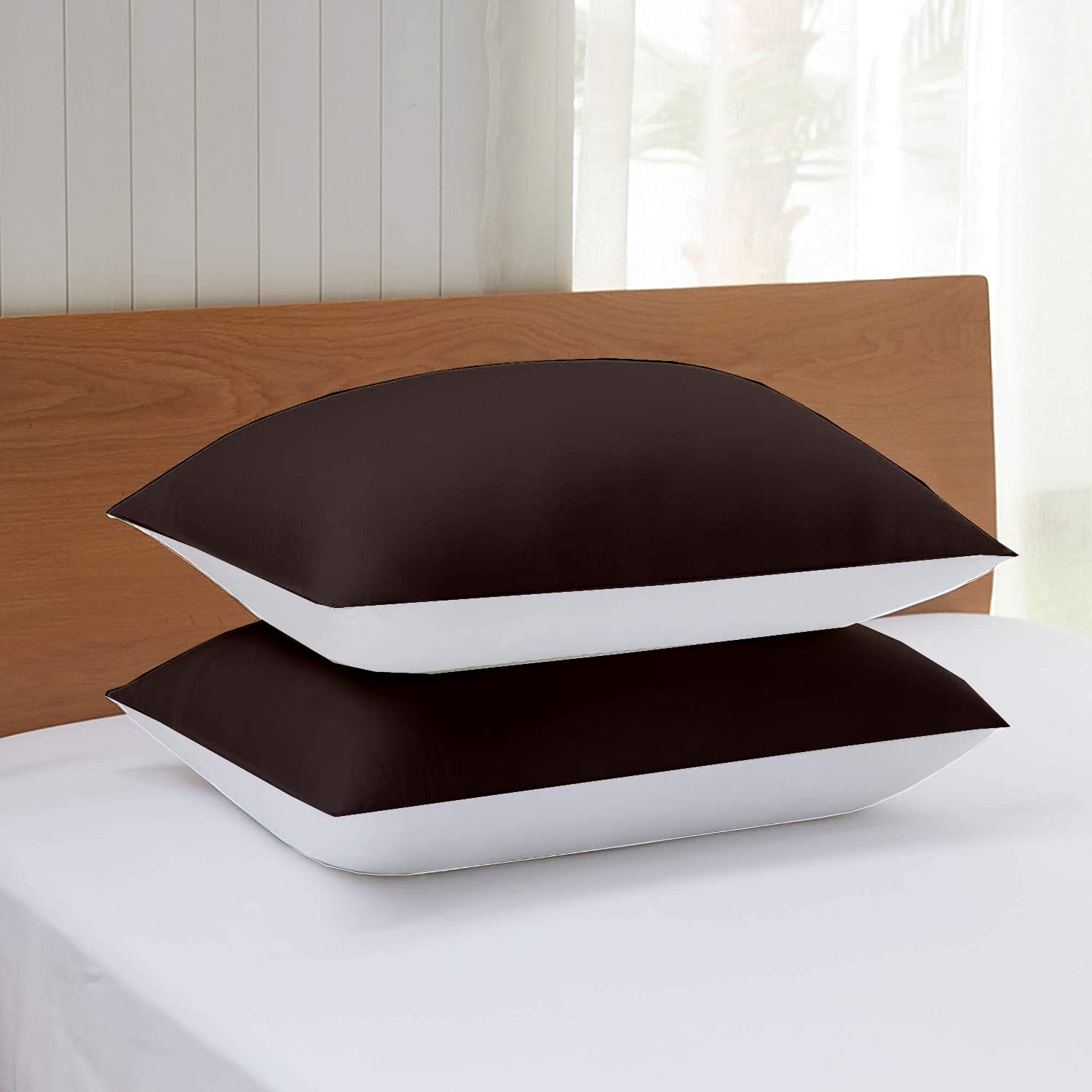 Egyptian Cotton Pillow Covers - Set of 2 Dark Grey -13