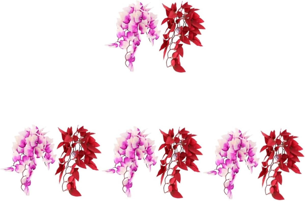 Housoutil 8pcs Faux Reptile Plants for Terrarium Decor Lifelike Aquarium Plants Cups for Reptile Cages and Home Decoration No Maintenance Required for Snakes and Lizards