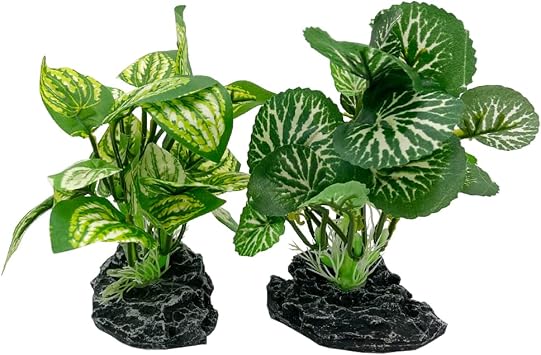 Aquarium Plants Betta Fish Tank Decorations 4inch/2pcs Soft Silk Artificial Plant Goldfish Waterscape Fish Hides Snake Tank/Reptiles PlantsA-2pcs Set/Green