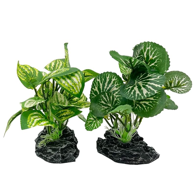 Planta artificial para aquário em seda macia verde, decoração para peixes Smoothedo-Pets, pacote com 2
