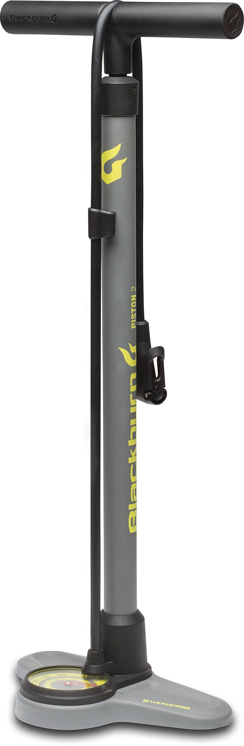 Blackburn Unisex's Piston 2 Floor Track Pump One Size Grey/Hi-Viz Yellow