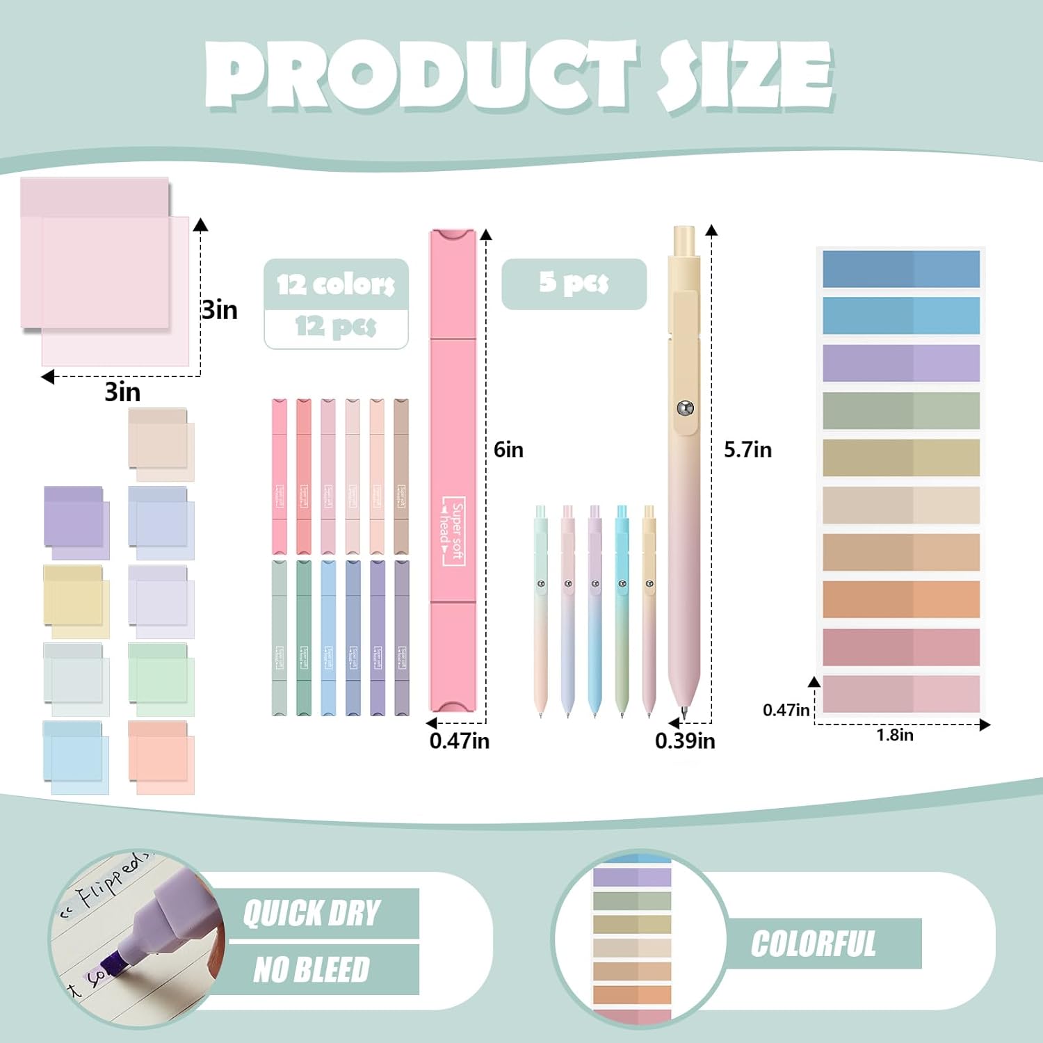 Jutom 38 Pcs Bible Journaling Study Kit for Women, Book Annotation Supplies with Highlighters Pens, Tabs, Sticky Notes, Markers for Christian Office Bible Study Supplies(Delicate Color,Square)