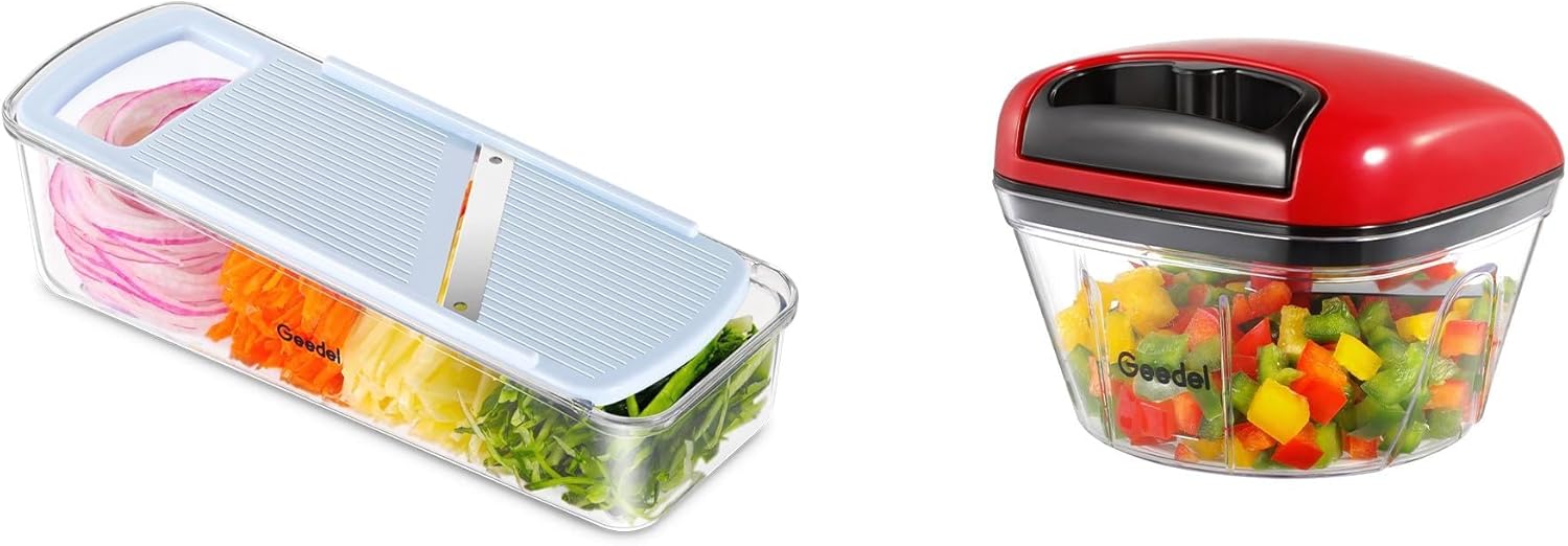 Mandoline Slicer and Manual Food Chopper Bundle