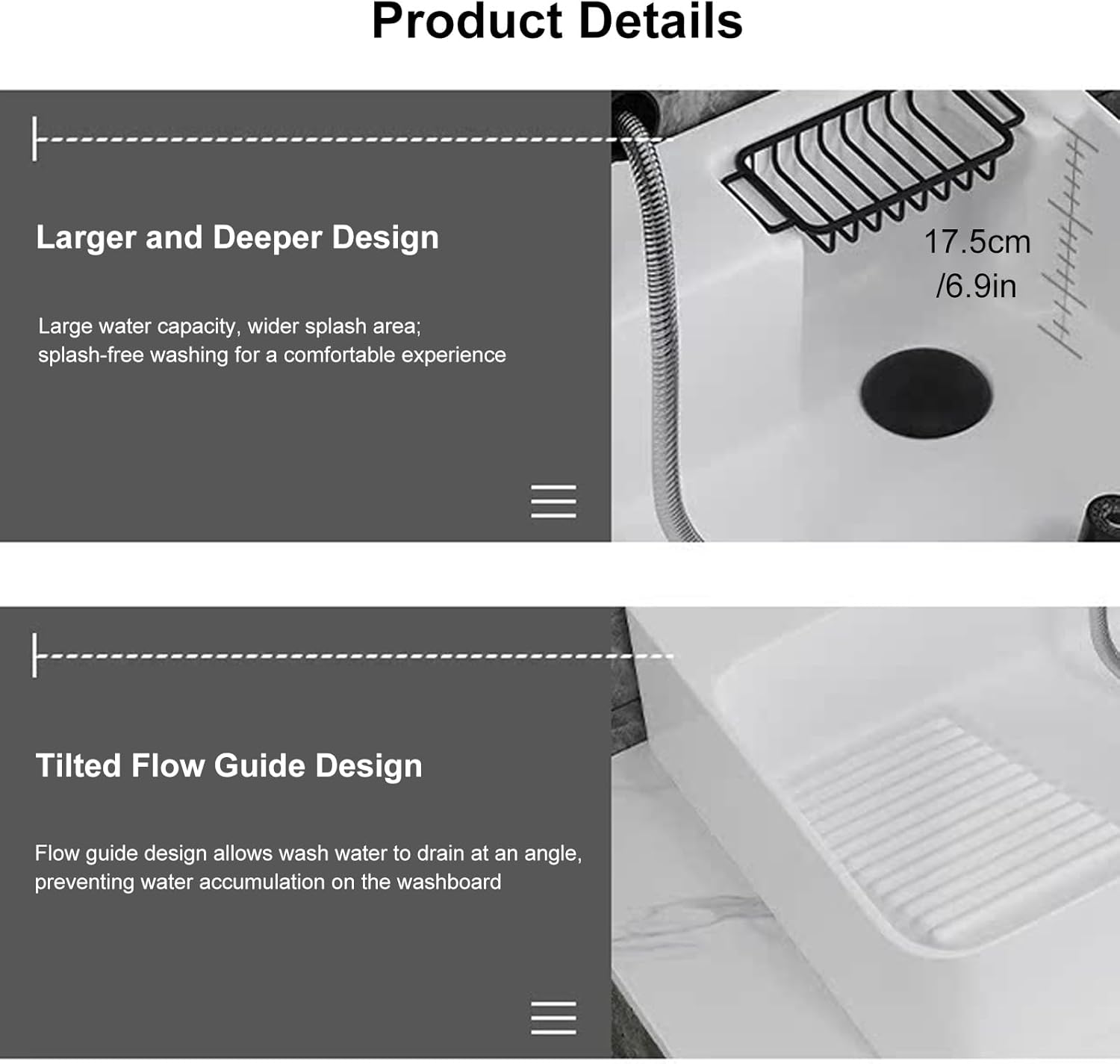 Laundry Room Utility Sinks Bathroom Undermount Sink with Washboard Faucet and Soap Holder Modern Ceramic for Laundry Room Balcony Bathroom(51.5x40.5x10.5cm/20.3x16x4.1in)