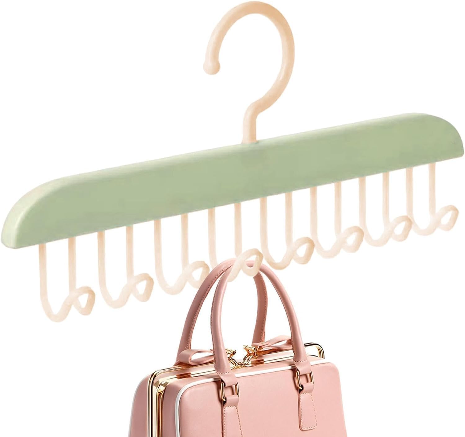 Legging Organizer for Closet Pants Hangers,Bra Organizer Closet Hanging Hat Organizer, ​Wooden Space Saving Hangers Hold Up to 8 Caps for Skirts, Tank Tops, Ties and Belt D0D3025(Green)