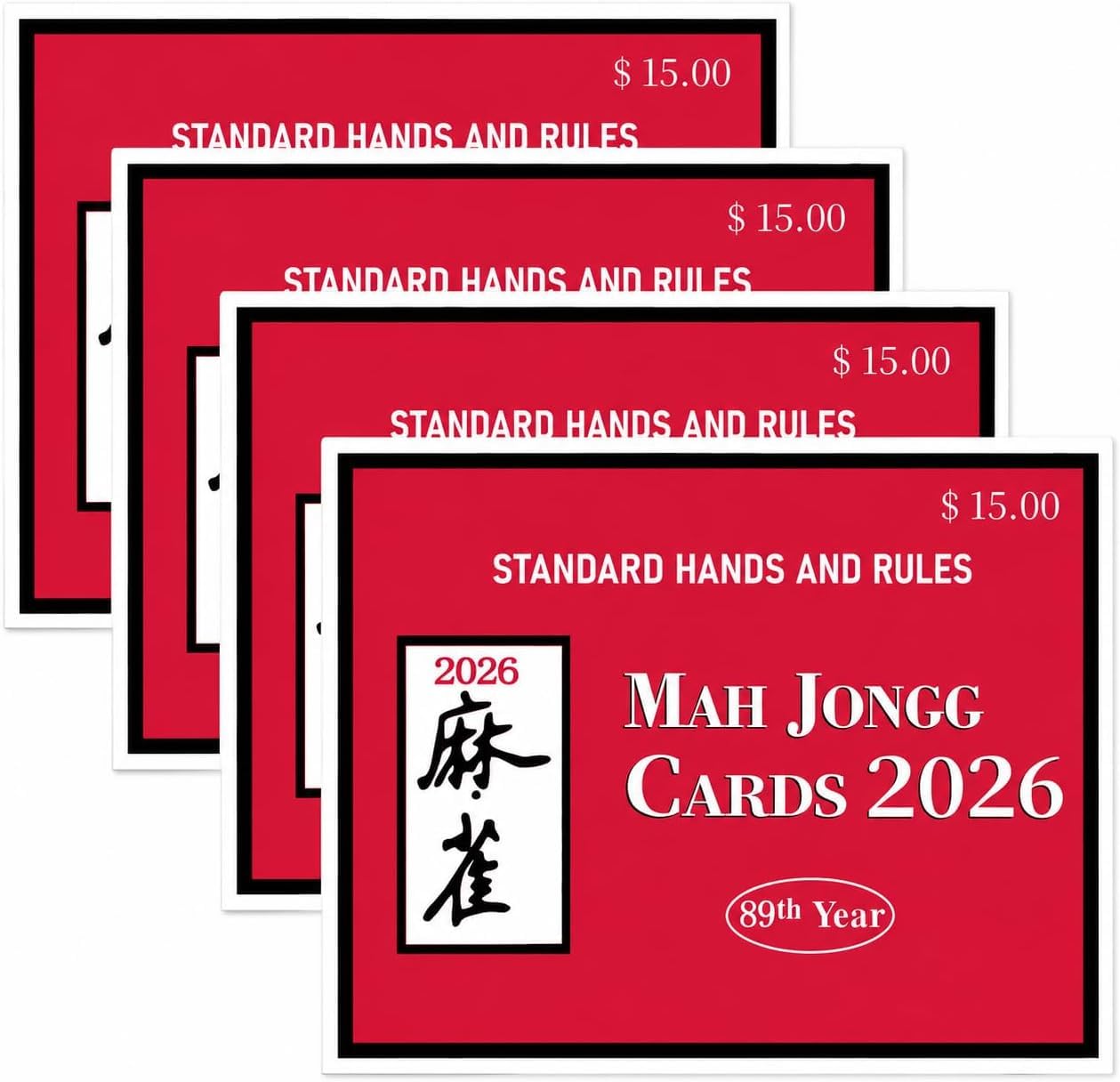 Photo 1 of Tehkeya American Mahjong Score Cards 2026 – Large Print Reference Cards for Standard Hands, Easy-to-Read Rule Guide for Players, 4 Pack