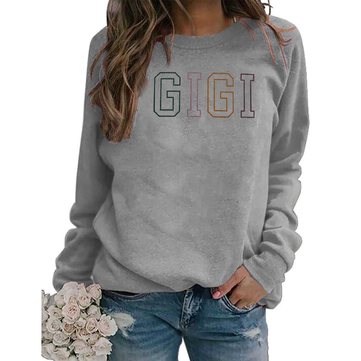 MOUSYA GIGI Sweatshirt Women Gigi letter print shirt Gigi Gifts for Grandma Casual Long Sleeve Nana Mothers Day Tops