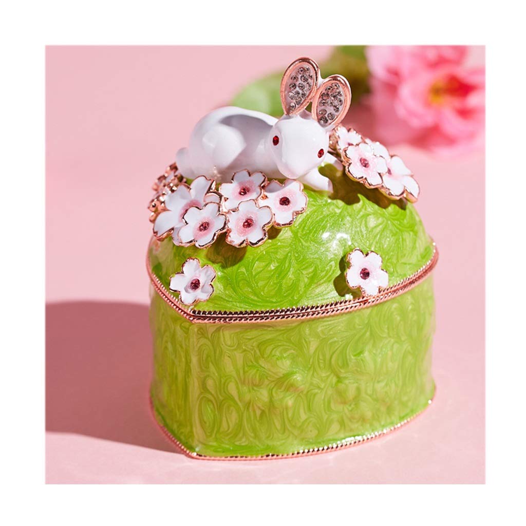 Jbshop Musical Boxes & Figurines Cute Rabbit Jewelry Box for Ring/Earring,Creative Heart-Shaped Music Box,Home Decor,Girl's Keepsake Storage Case,Pink/Green,Gift (Color : Canon)