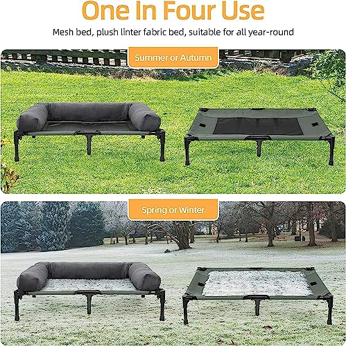 BingoPaw Hundeliege Outdoor Grosse Hunde: Erhöhtes Hundebett Haustierbett Sonnenliege für draussen Camping Garten XXL 130x90x18 cm