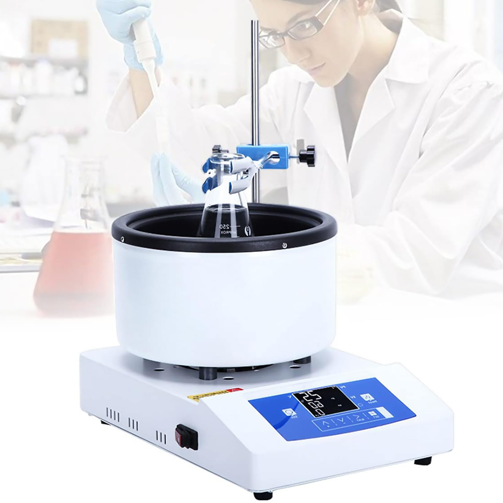 Agitateur magnétique 2500 tr/min à plaque chauffante et support réglable