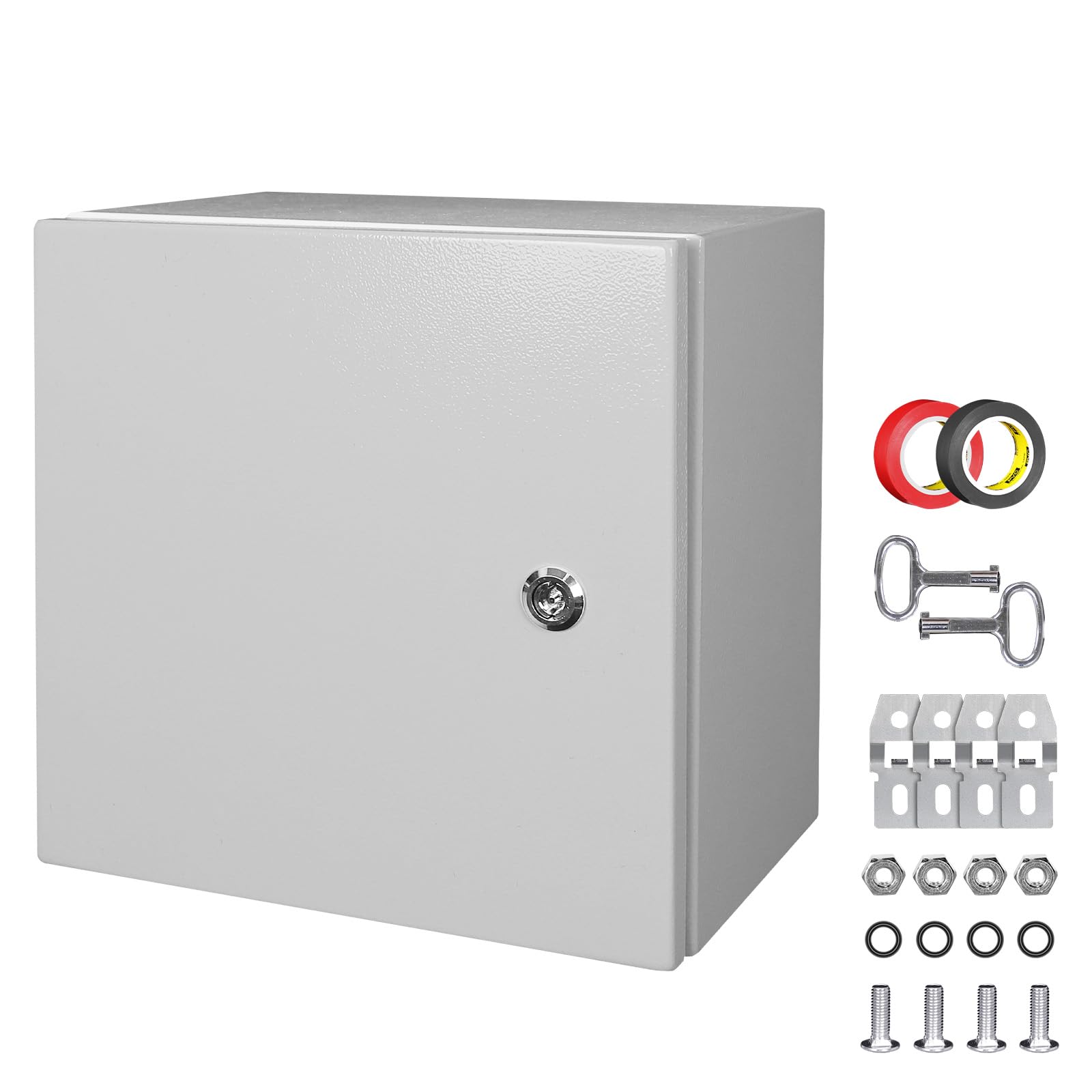 LeMotech Armadietto elettrico in acciaio IP66, scatola di giunzione impermeabile con serratura, alloggiamento elettrico con piastra di montaggio integrata, scatola elettrica per interni ed esterni